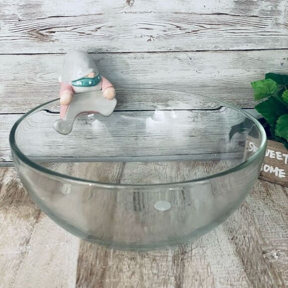 NWT Gorgeous Big 8” Glass Food container with Ceramic Hanging Removable Gnome - Picture 1 of 12